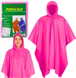 Poncho impermeabil roz cu glugă, reutilizabil 132 × 203 cm
