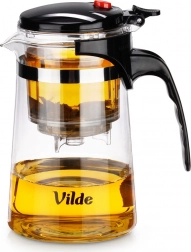 Cană din sticlă cu infuzor tip french press cu sistem de scurgere 680 ml Vilde
