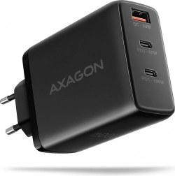 AXAGON încărcător de rețea GaN 100 W, 3 porturi (USB‑A + USB‑C dublu), negru