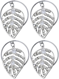 Ineluri pentru șervețele cu frunze ornamentale, set 4 buc, argintii
