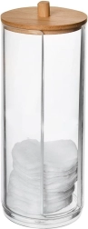 Dozator pentru dischete demachiante WHITNEY din acril cu capac din bambus
