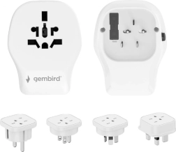 Adaptor de călătorie universal 20 W cu USB, alb