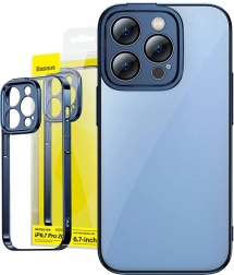 Carcasă și sticlă călită Baseus Glitter pentru iPhone 14 Pro Max albastru