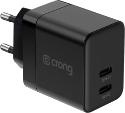 Încărcător de rețea ultracompact GaN 2× USB‑C 35 W PD 3.0 cu PPS, negru