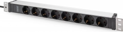 Racková PDU 19" cu 8 prize Schuko, intrare IEC C20, 16 A, 230 V, cablu 2 m, construcție din aluminiu