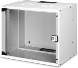 Dulap de perete rețea 19" 9U SOHO PRO cu uși din sticlă, gri