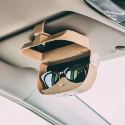 Suport pentru ochelari și carduri auto cu clips – bej
