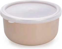 Bol emailat cu capac bej 16,5 cm, 1,3 l