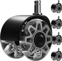 Roți gri pentru scaun de birou 2,5" RUHHY, set 5 buc, silențioase, nu zgârie podeaua