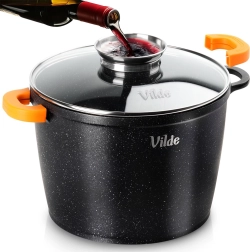 Oală din granit cu capac din sticlă TERRUNA AROMA 24 cm, 6,7 l