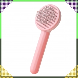 Perie auto-curățare pentru blană, pentru câini și pisici, roz