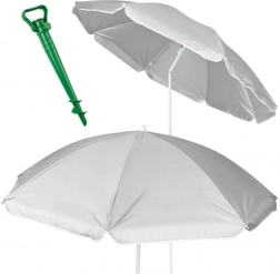 Umbrelă de plajă și grădină cu protecție UV 150 cm – gri, pliabilă și reglabilă pe înălțime