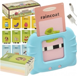 Cititor audio pentru copii și carduri pentru învățarea limbii engleze, 112 carduri față-verso, albastru