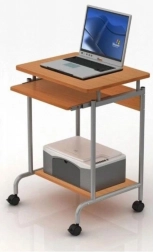 Masă compactă pentru computer cu raft glisant pentru tastatură, fag