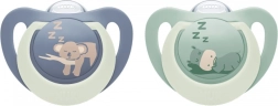 Suzetă NUK First Choice Night 0–6 luni, 2 buc, hipopotam/koala