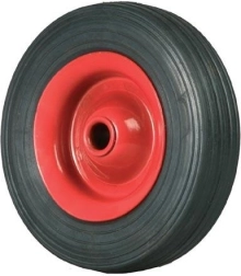 Roată plină pentru cărucior tip rudl 120 mm cu disc metalic și butuc glisant 12 mm