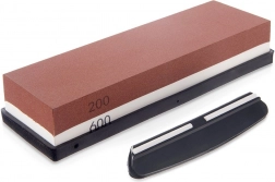 Piatră de ascuțit cu două straturi pentru cuțite 18,5 × 6 × 3 cm cu clemă de ghidare