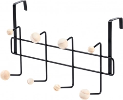 Cuier de ușă suspendat din metal și lemn 37 cm, negru