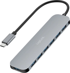 Hub USB-C LogiLink cu 7 porturi USB 3.2, USB‑A, 5 Gb/s și alimentare 20 W