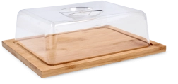 Tăviță de servire din bambus cu capac transparent 25 × 19 × 7,5 cm