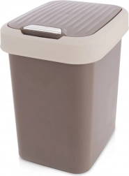 Coș de gunoi din plastic 12 l maro cu capac basculant
