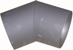 Cot de fum 125 mm, 45°, grosime 1,5 mm, negru