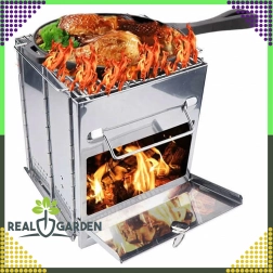 Aragaz de camping tip rachetă pliabil cu grătar