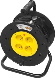 Prelungitor cu 4 prize cu împământare, tambur PVC 50 m