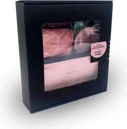 Set cadou PASTELINI roz – portofel, trusă cosmetică, oglindă și manichiură