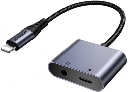 Adaptor audio Joyroom 2 în 1 Lightning la 3,5 mm + Lightning negru