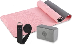 Set roz HMS roz pentru yoga – saltea, bloc și curea