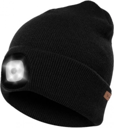 Căciulă de iarnă cu lumină LED USB - Beanie neagră
