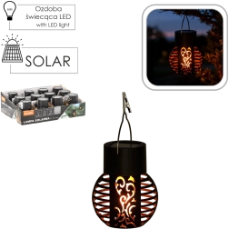 Felinar solar suspendat cu efect de flacără, negru, 7 × 7 × 9 cm