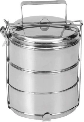 Recipient pentru mâncare din inox 16 cm, 3 piese cu închidere cu clemă
