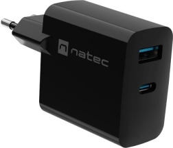 Natec Ribera GaN încărcător de rețea 1x USB-A + 1x USB-C 45W negru