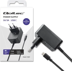 Încărcător usb‑c 15 w pentru raspberry pi 4 cu power delivery – negru