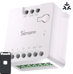 Comutator inteligent Wi‑Fi SONOFF MINI‑D cu suport MATTER (AC/DC 12–48 V, contact fără potențial)
