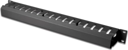 Organizator de cabluri 1U pentru rack 19″, canal de cabluri, negru RAL 9005