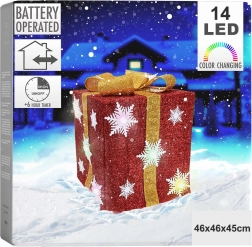 Cadou de Crăciun luminos cu LED, roșu, 46 cm