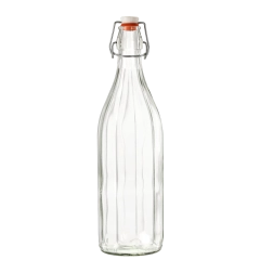 Sticlă din sticlă Costolata cu închidere patentată, 1 l