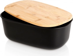 Cutie pentru pâine cu capac din bambus, negru 39 × 23,5 × 15,5 cm VILDE