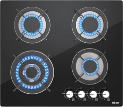 Iseasy plită pe gaz cu suprafață din sticlă, 4 arzătoare