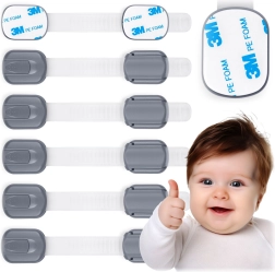 Blocaje de siguranță pentru dulapuri RICOKIDS pentru copii, 6 buc., gri