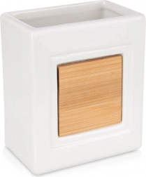 Pahar de baie din dolomit cu bambus, alb