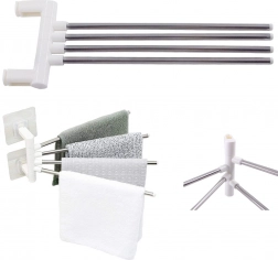 Suport de perete rotativ pentru prosoape cu 4 brațe, fără găurire