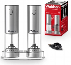 râșnițe electrice pentru sare și piper USB-C, set de 2 bucăți cu granulație reglabilă și lumină LED