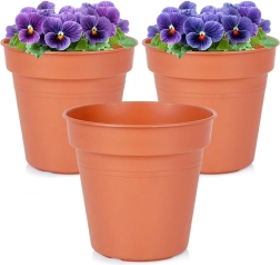 Ghiveci rotund de grădină din plastic 15 cm, set 3 buc