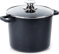 Oală înaltă din granit cu capac din sticlă GRANDE 4,2 l