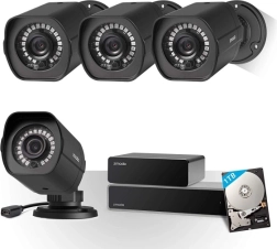 set cameră de supraveghere Zmodo 4× 1080p cu NVR și disc de 1 TB