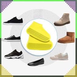 Huse din silicon impermeabile pentru încălțăminte, antiderapante, mărimea M, galbene